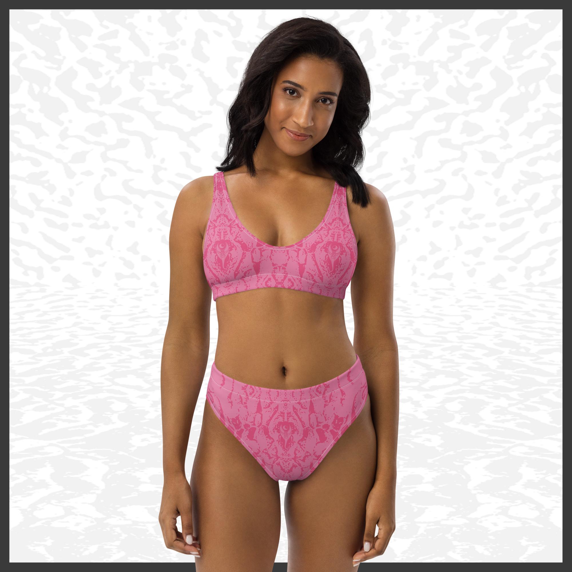 Recycled High-Waisted Bikini – Deep Pink | Sandprint Collection