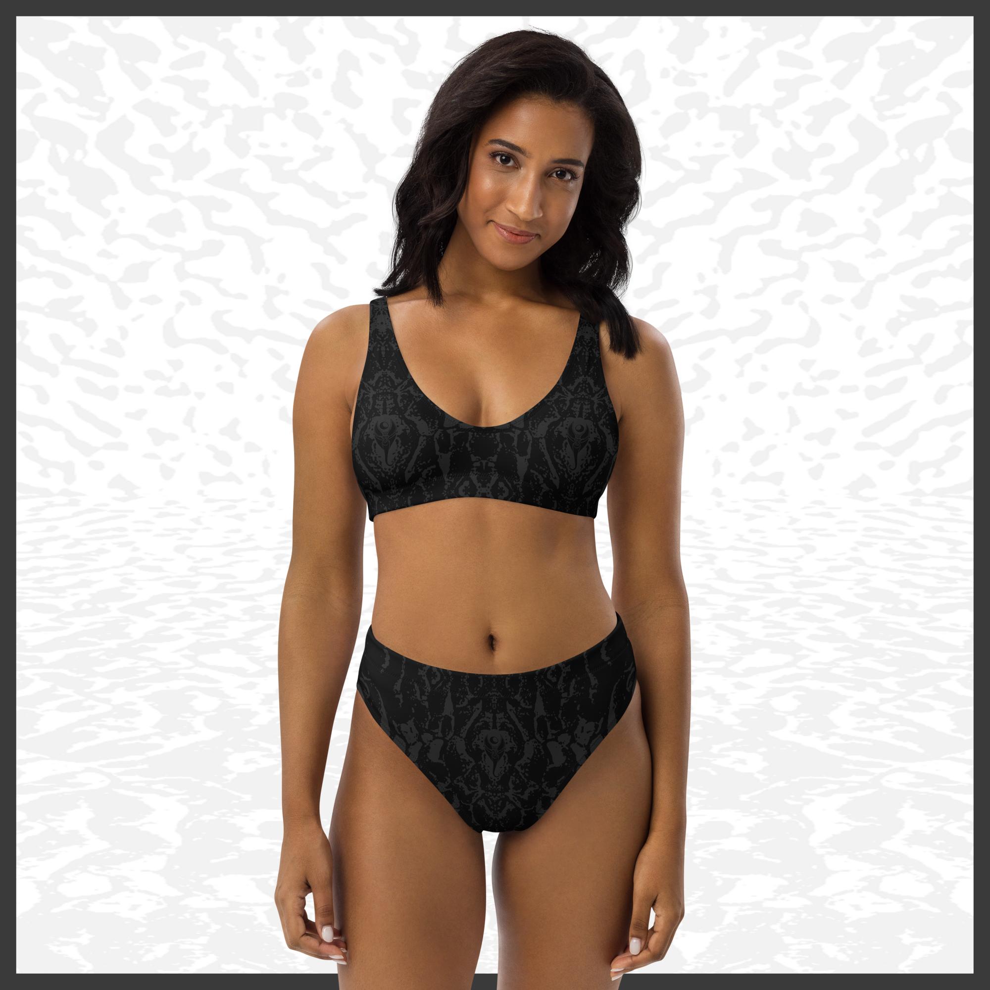 Recycled High-Waisted Bikini – Deep Black | Sandprint Collection