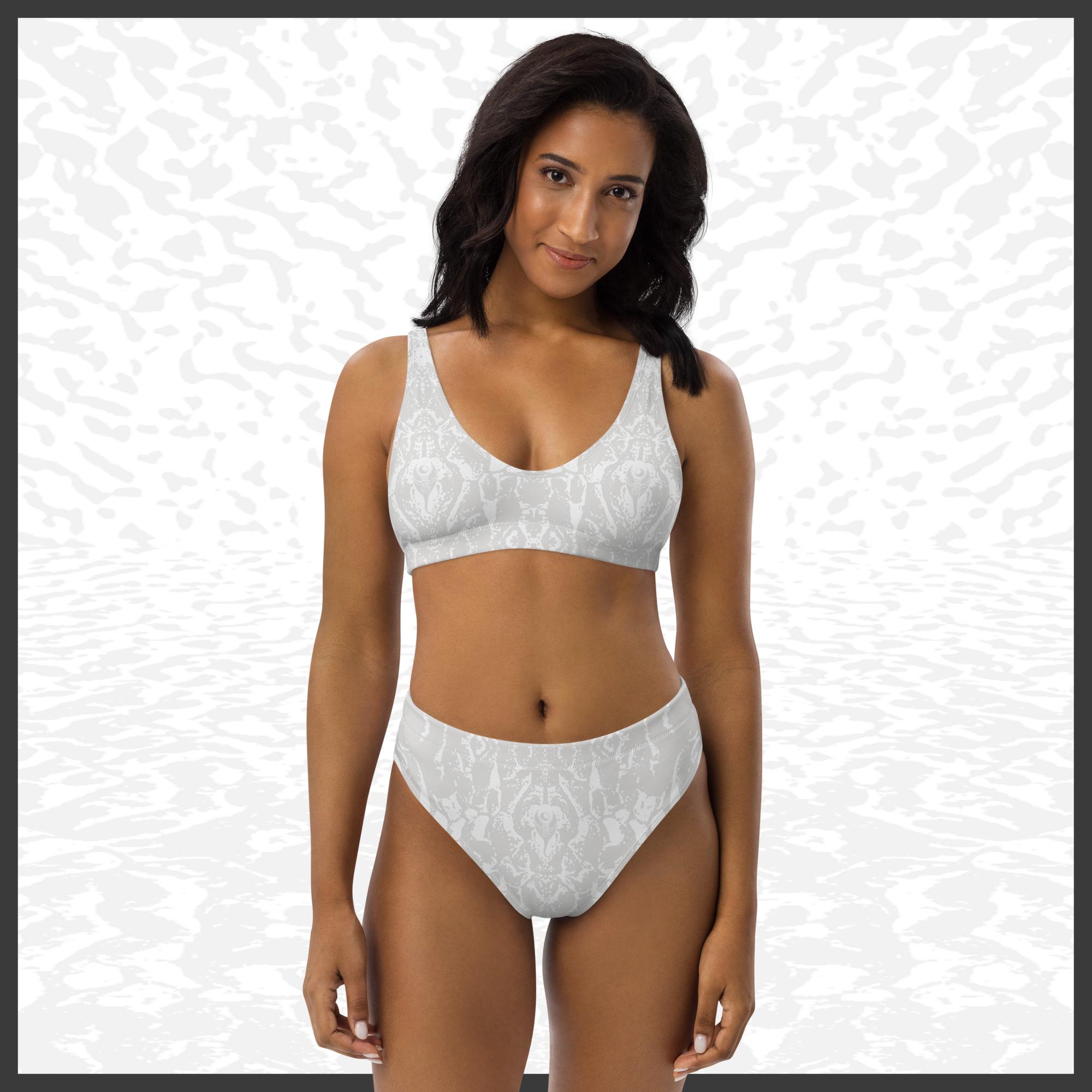 Recycled High-Waisted Bikini – Deep White | Sandprint Collection