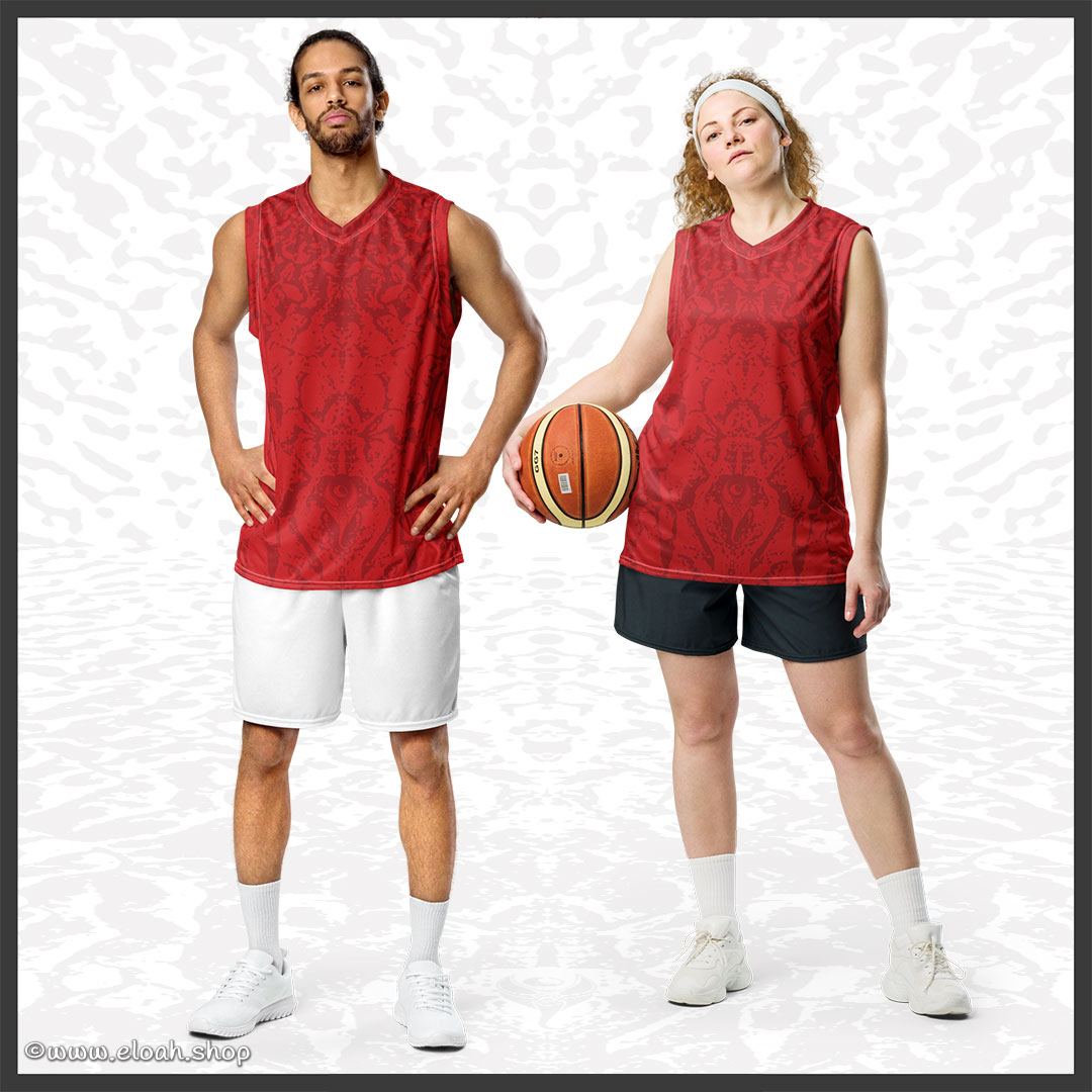 Recycled unisex basketball jersey – Deep Red | Sandprint Collection