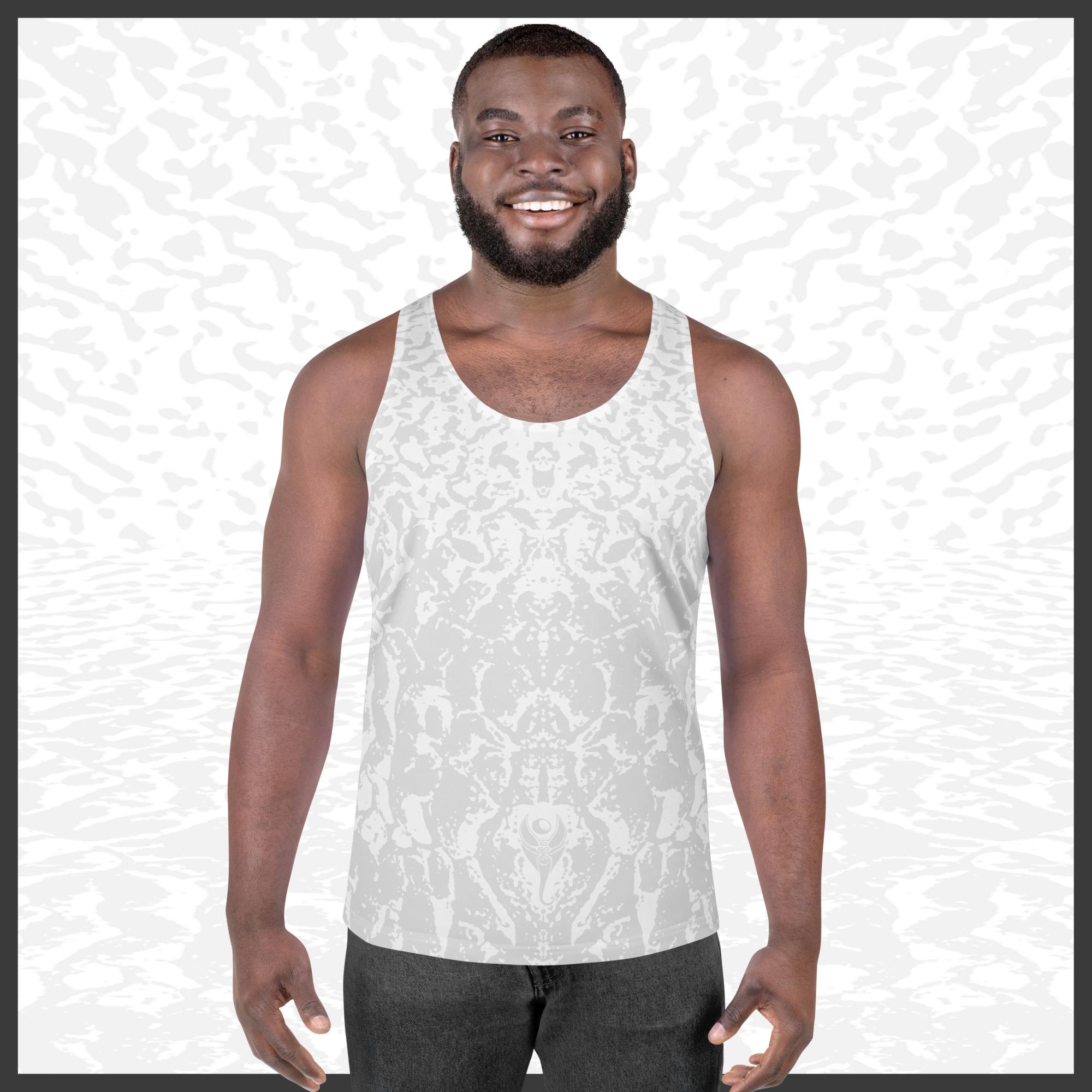 Men Tank Top – Deep White | Sandprint Collection