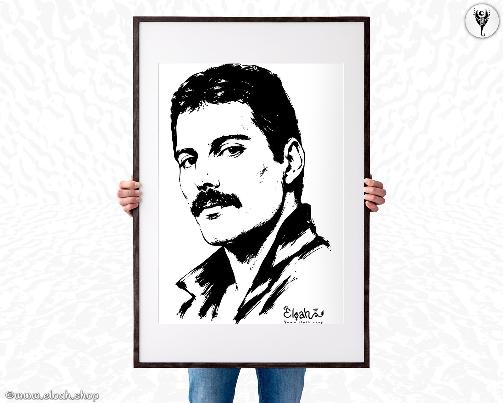 Freddie Mercury - Printable Wall Art, Minimalist Portrait (Digital Print)