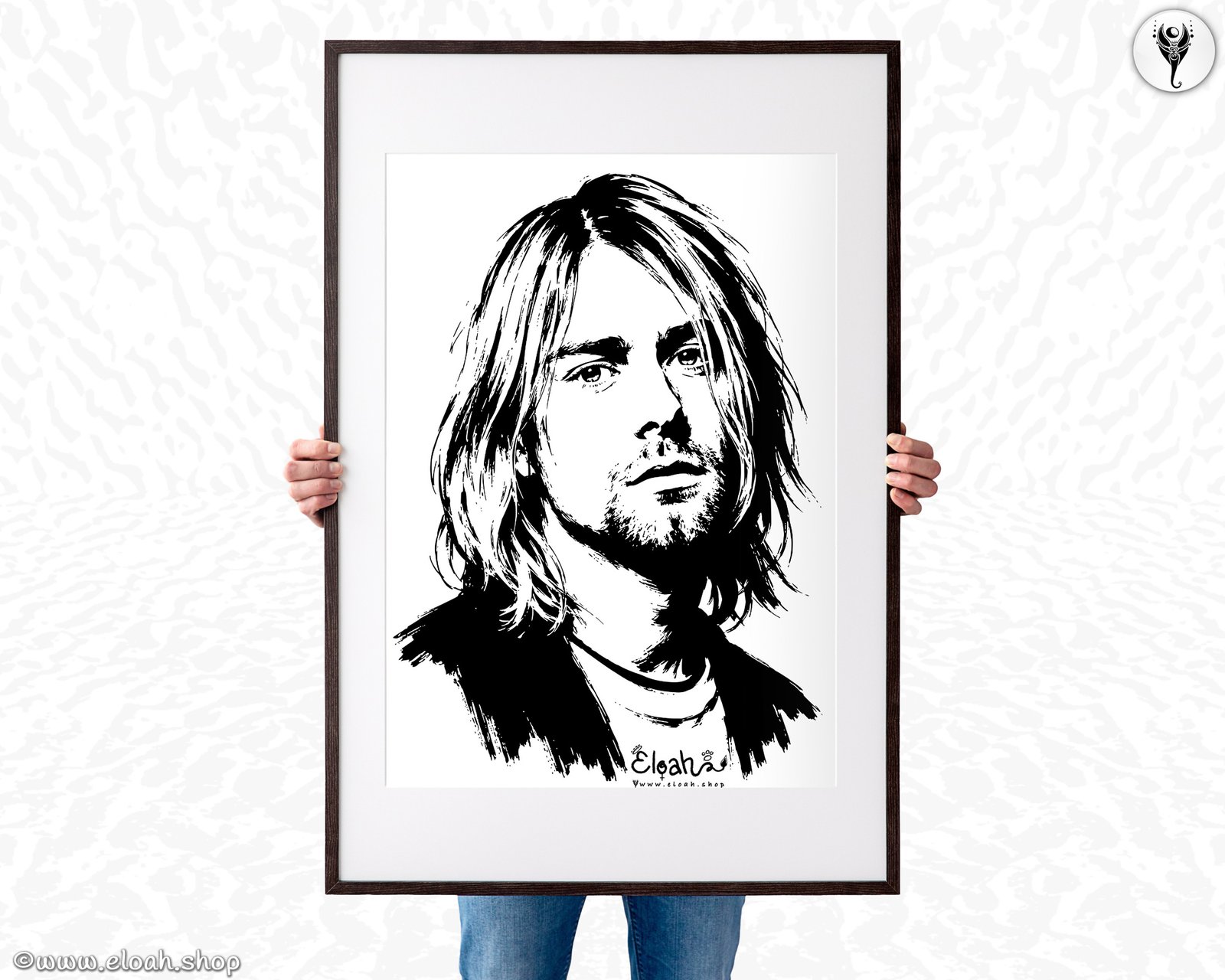 Kurt Cobain - Printable Wall Art, Minimalist Portrait (Digital Print)